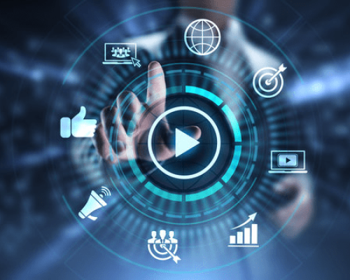 Video marketing online advertising business internet concept.-min
